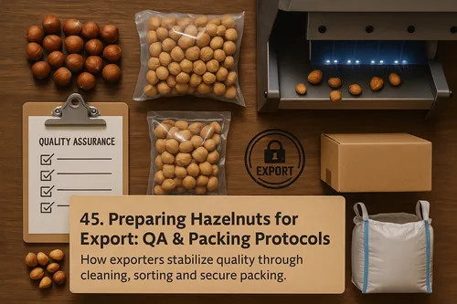 Preparing hazelnuts for export packing and QA