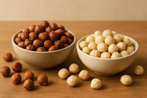 Raw and blanched hazelnut kernels in bulk