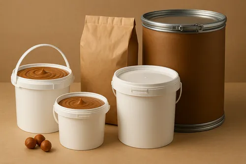 Hazelnut paste packaging for export